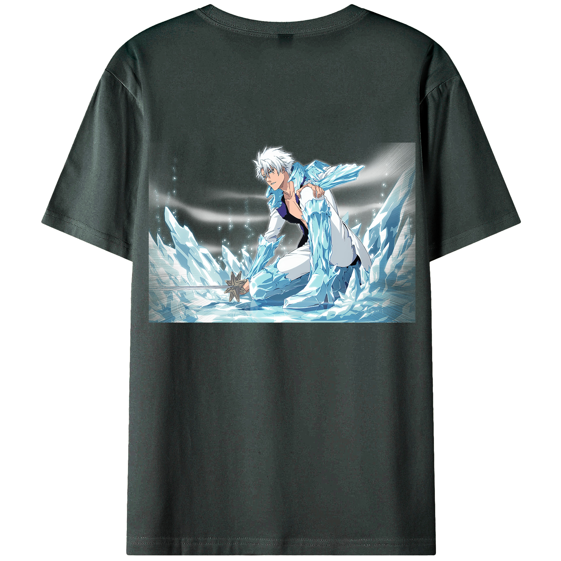 （画像用） ブリーチ 日番谷冬獅郎（ひつがや とうしろう） BLEACH Hitsugaya Toushirou 綿100％ メンズ半袖Tシャツ（バックプリント） 通気性